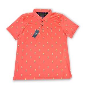 NWT Rare William Murray Free Hugs Polo XXL Golf Shirt Potted Cactus Putter Coral